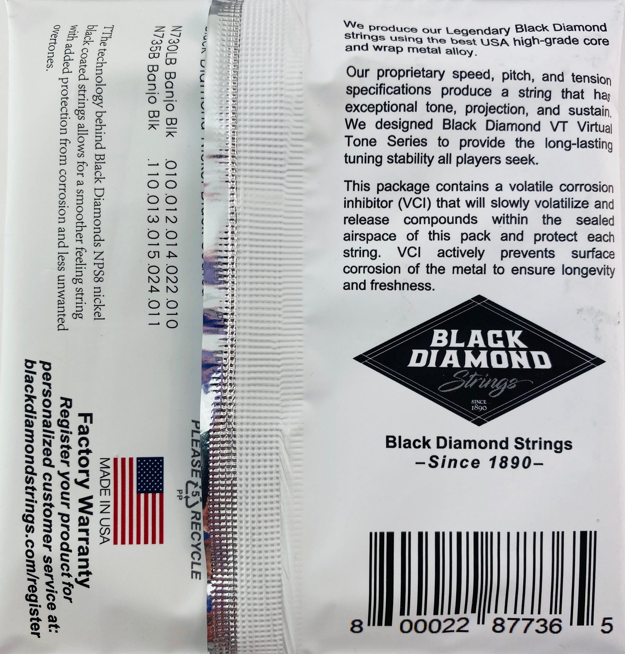 Black Diamond N730LB Light Banjo Strings - Black Coated Nickel Wound