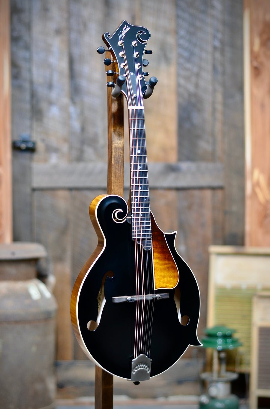 Northfield F5S F-Style Black Top Wide Nut Mandolin With Case