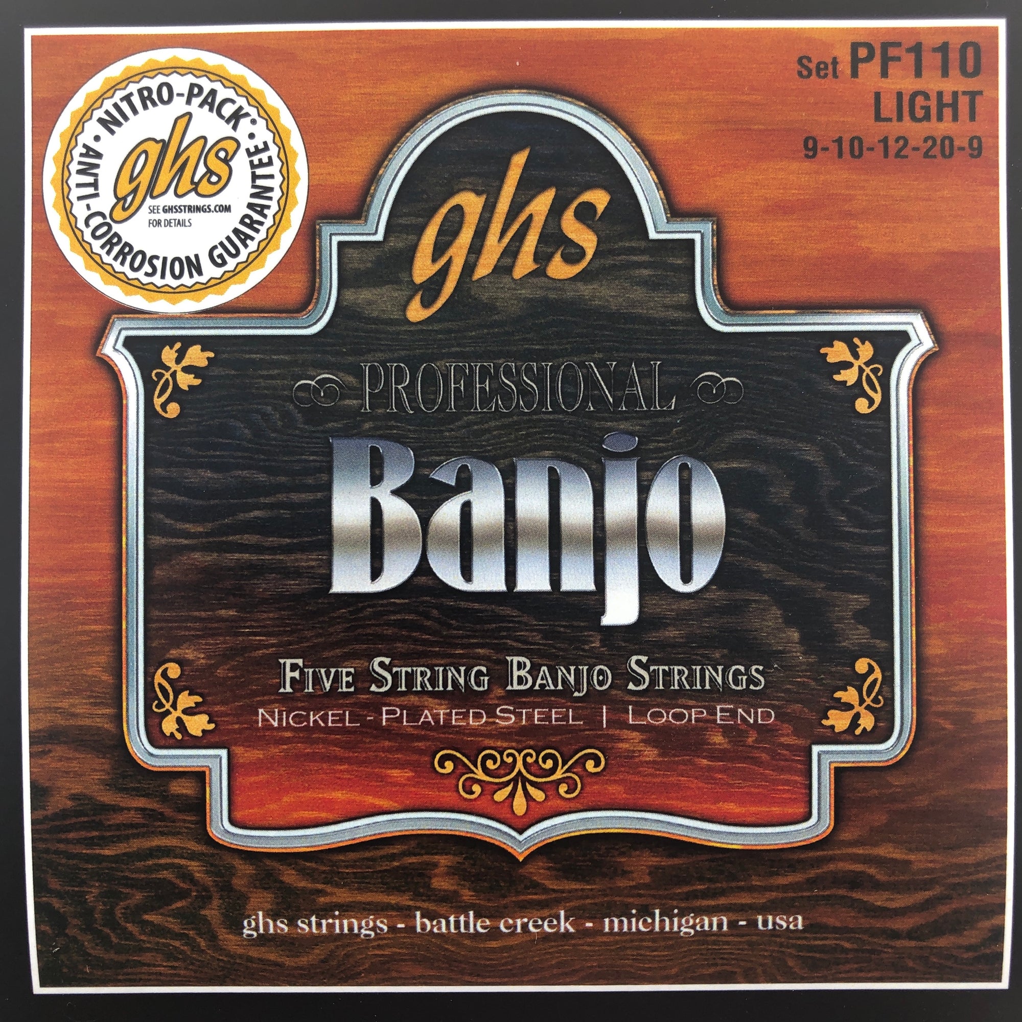 GHS PF110 Light Nickel Plated Steel 5-String Banjo Strings