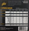 GHS PF115 Medium Nickel Plated Steel 5-String Banjo Strings