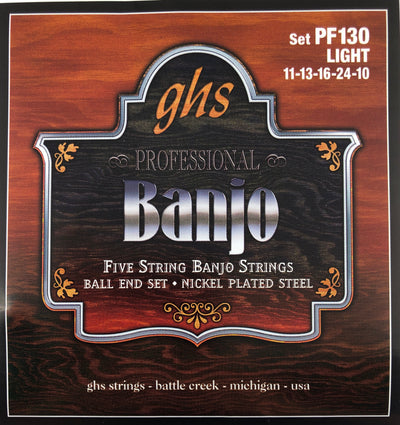 GHS PF130 Light Nickel Ball-End Banjo Strings