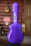 Calton Cases Dreadnought Guitar Flight Case - Purple Sparkle With Green Interior