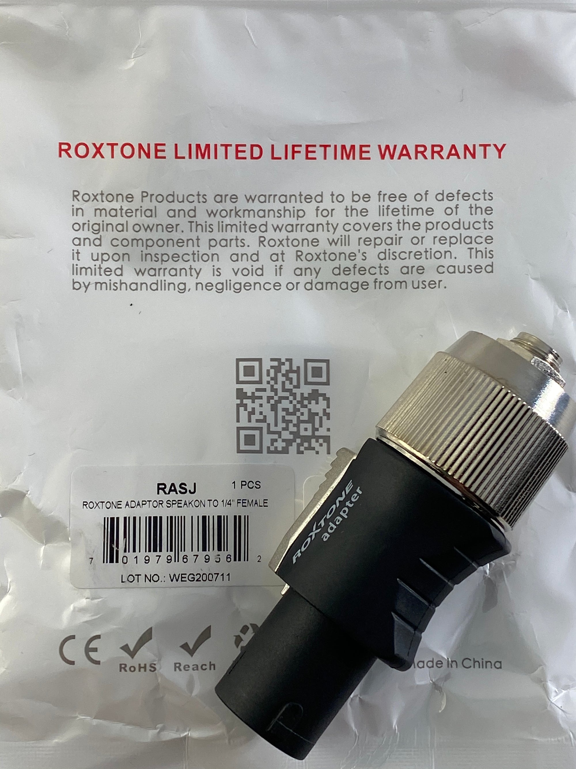 Roxtone RASJ Speakon to 1/4″ Female Adapter