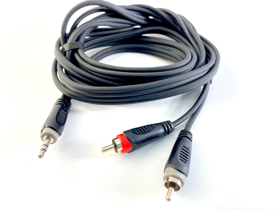 Roxtone RAYC150L3 Samurai Audio Connection Cable - 1/8” Male to Dual RCA Male