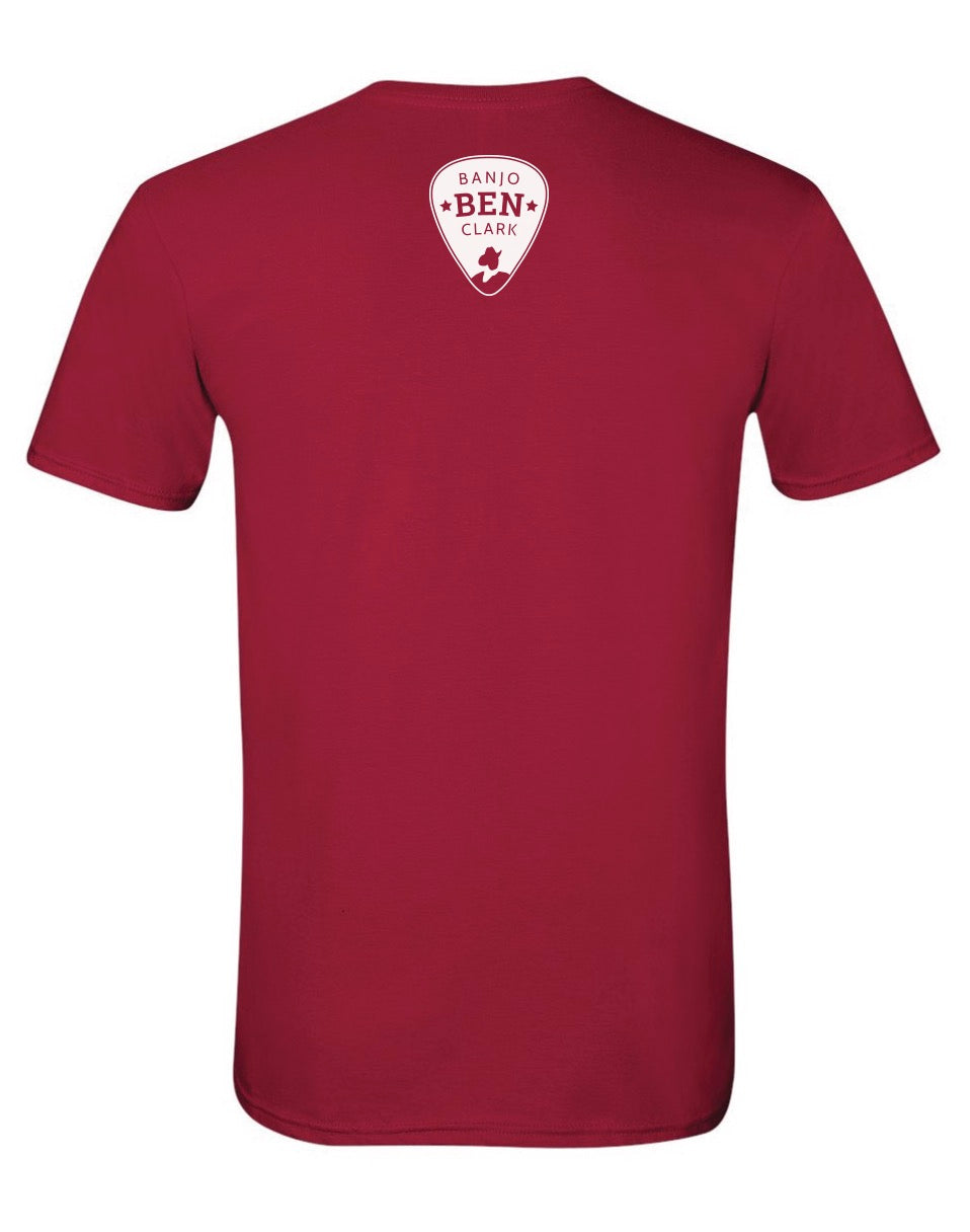 Banjo Ben Cotton T-Shirt- Paddle Slower, I Hear Banjo Music - Red