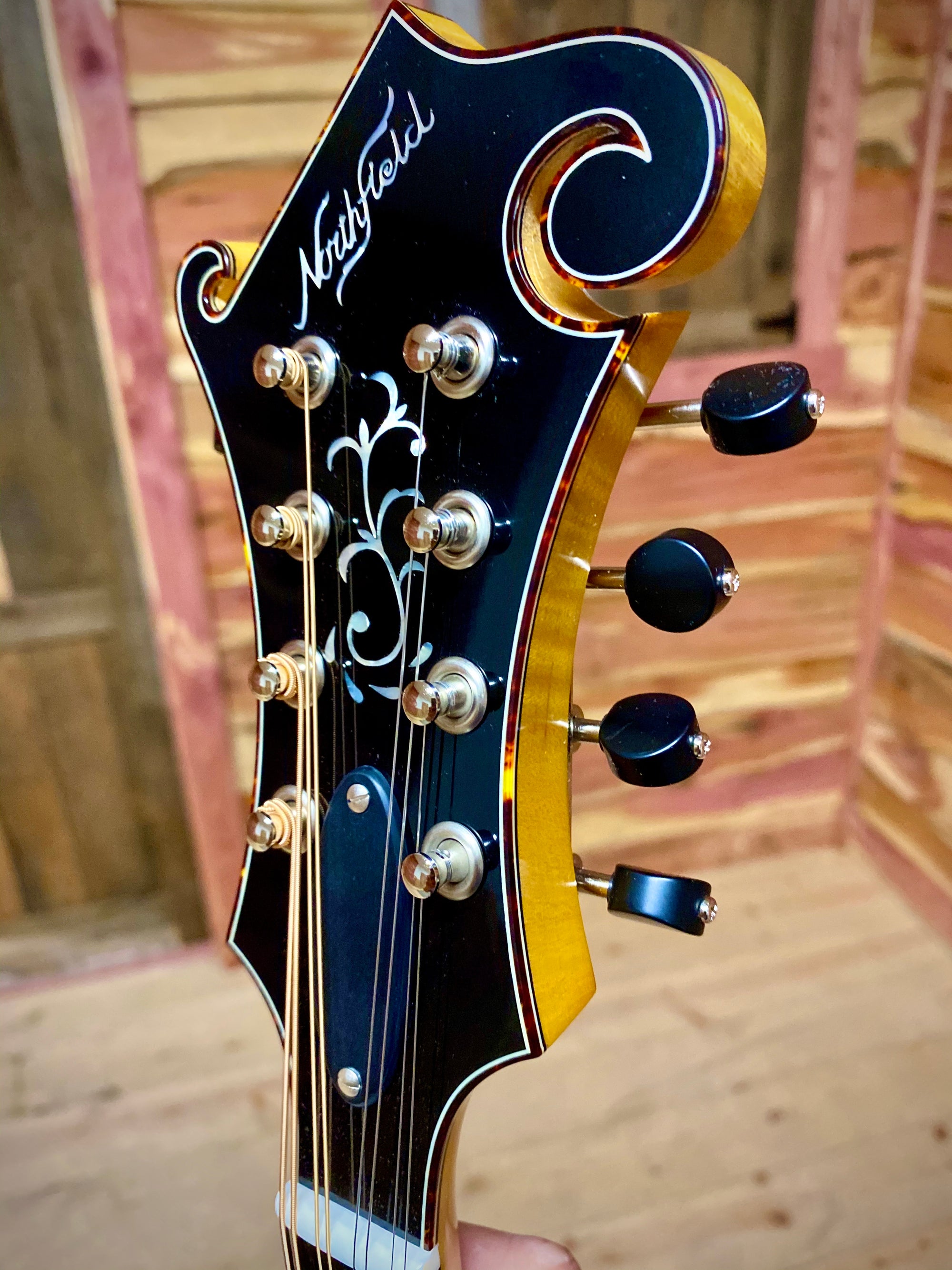 Northfield Big Mon Natural Finish Tortoise Bound F-Style Mandolin With Case