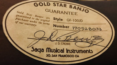 Gold Star GF-100 JD Crowe Model 5-String Resonator Banjo With Case