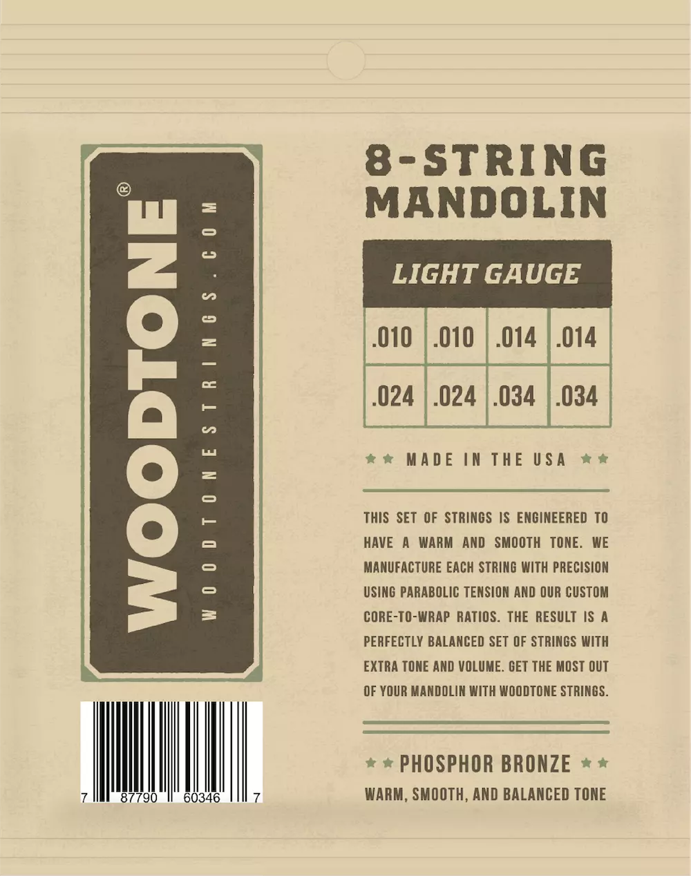 Woodtone Mandolin Signatures Phosphor Bronze Non-coated - Light Strings